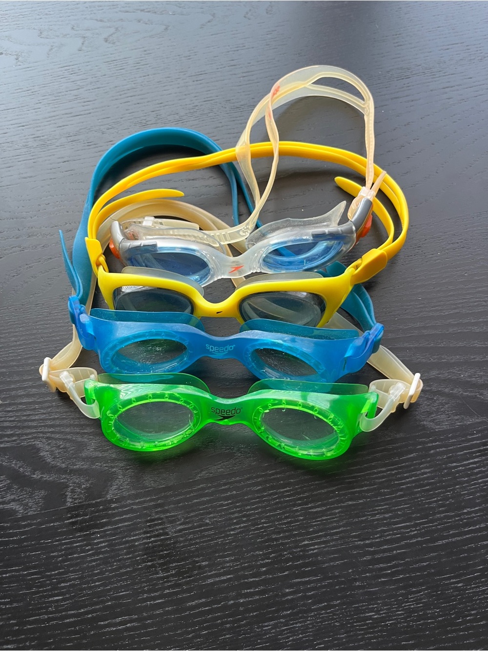 Speedo Swim Goggles Lot of 4 Blue Green Yellow Clear Biofuse Adjustable Straps - Picture 9 of 16